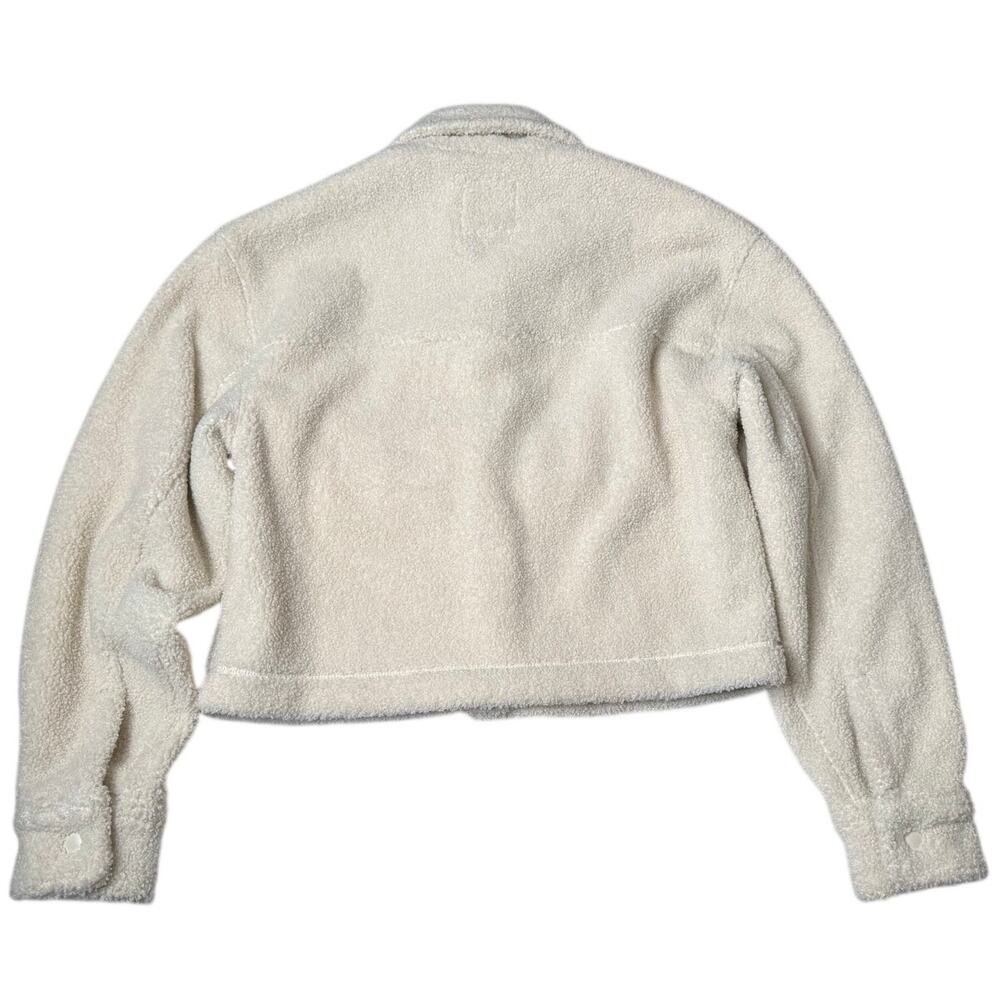 Abercrombie & Fitch Cropped Sherpa Fleece Teddy Jacket Shacket Cream Medium - Picture 5 of 12